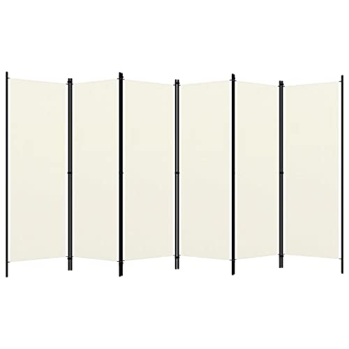 vidaXL Raumteiler Klappbar Freistehend Trennwand Paravent Umkleide Sichtschutz Spanische Wand Raumtrenner 6-TLG. Weiß 300x180cm Eisen Stoff