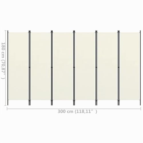 vidaXL Raumteiler Klappbar Freistehend Trennwand Paravent Umkleide Sichtschutz Spanische Wand Raumtrenner 6-TLG. Weiß 300x180cm Eisen Stoff