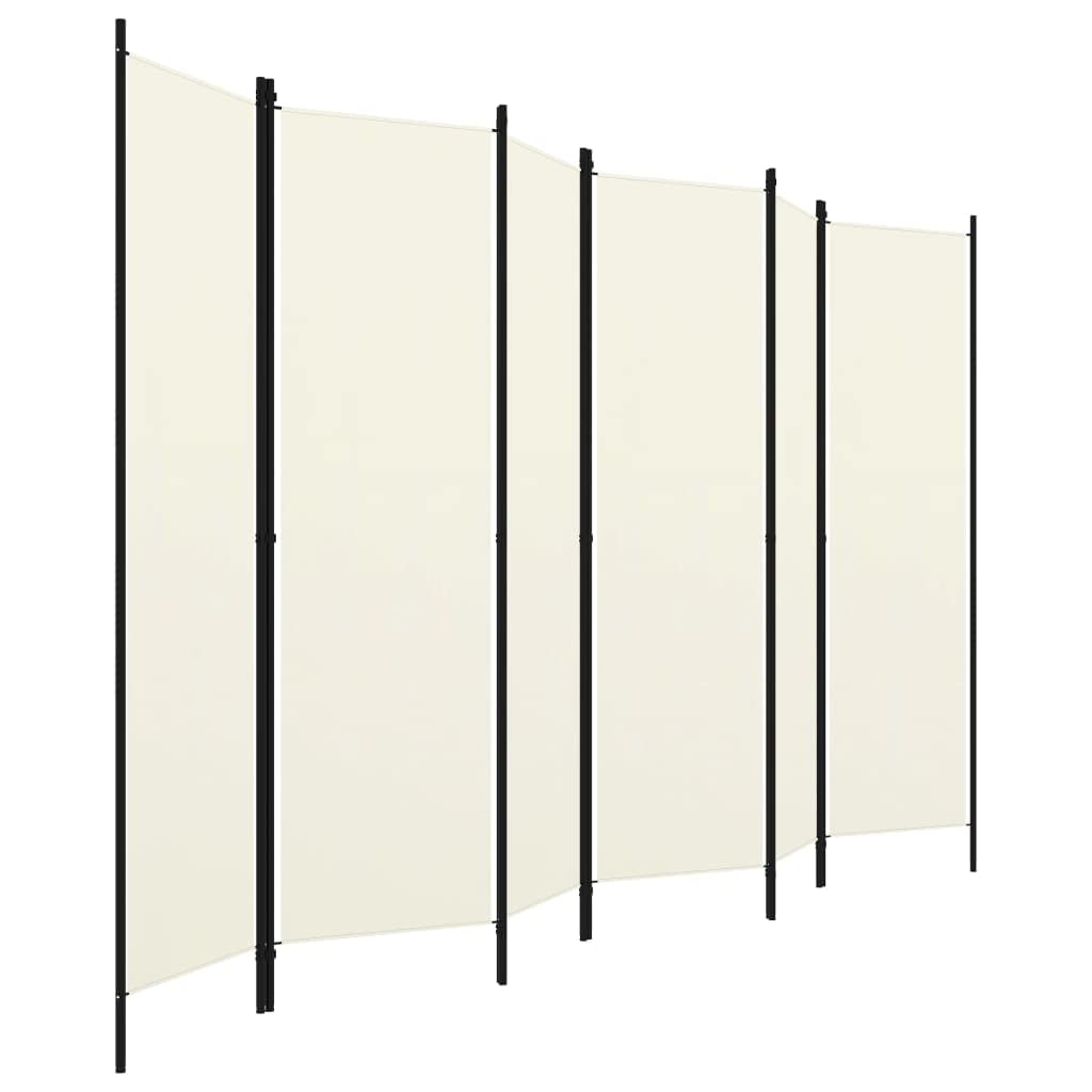 vidaXL Raumteiler Klappbar Freistehend Trennwand Paravent Umkleide Sichtschutz Spanische Wand Raumtrenner 6-TLG. Weiß 300x180cm Eisen Stoff