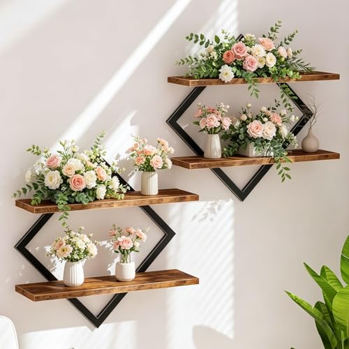 Wandregal 2er Set, Schweberegal mit Metallrahmen 38 cm, 2-stöckiges Hängeregal für Badezimmer, Wohnzimmer, Küche, Home Office