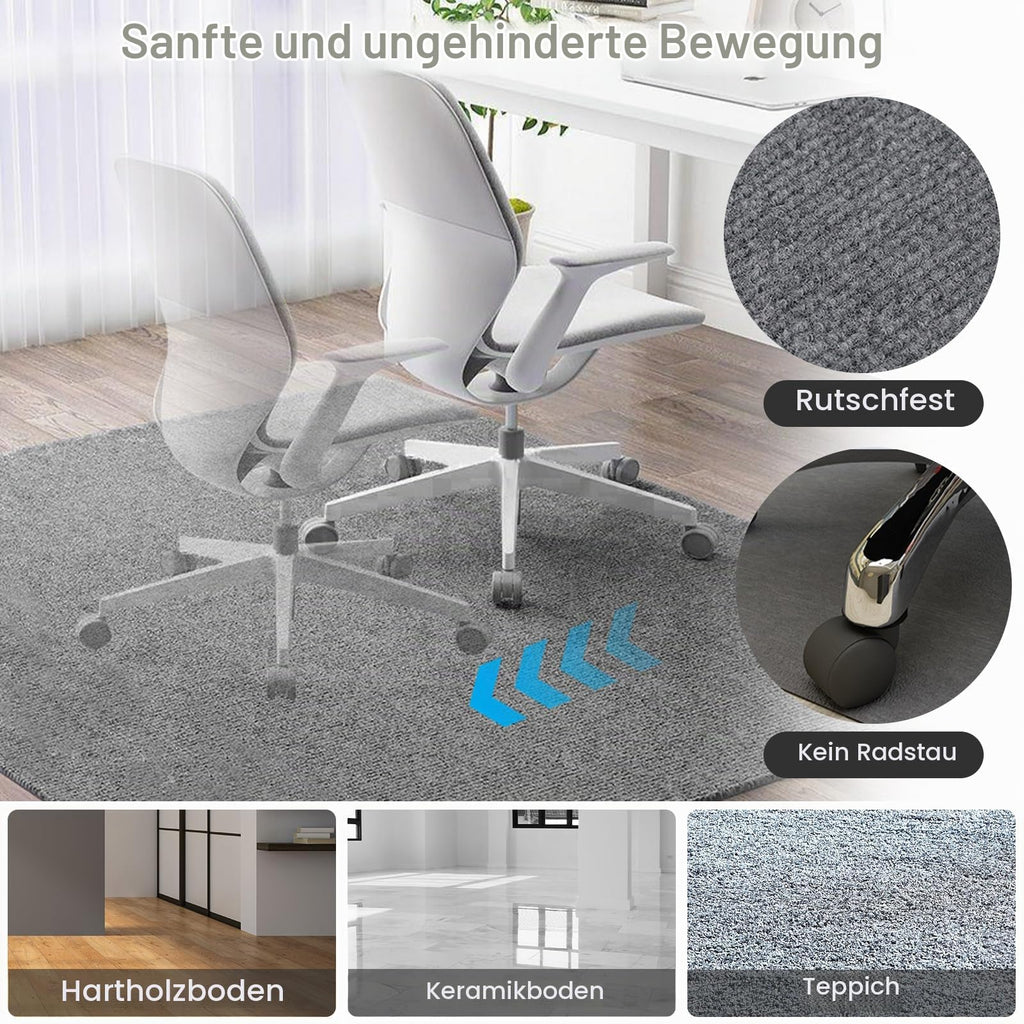 Bürostuhl Bodenschutzmatte 105×120 cm – 5.5 mm dick (Grau)