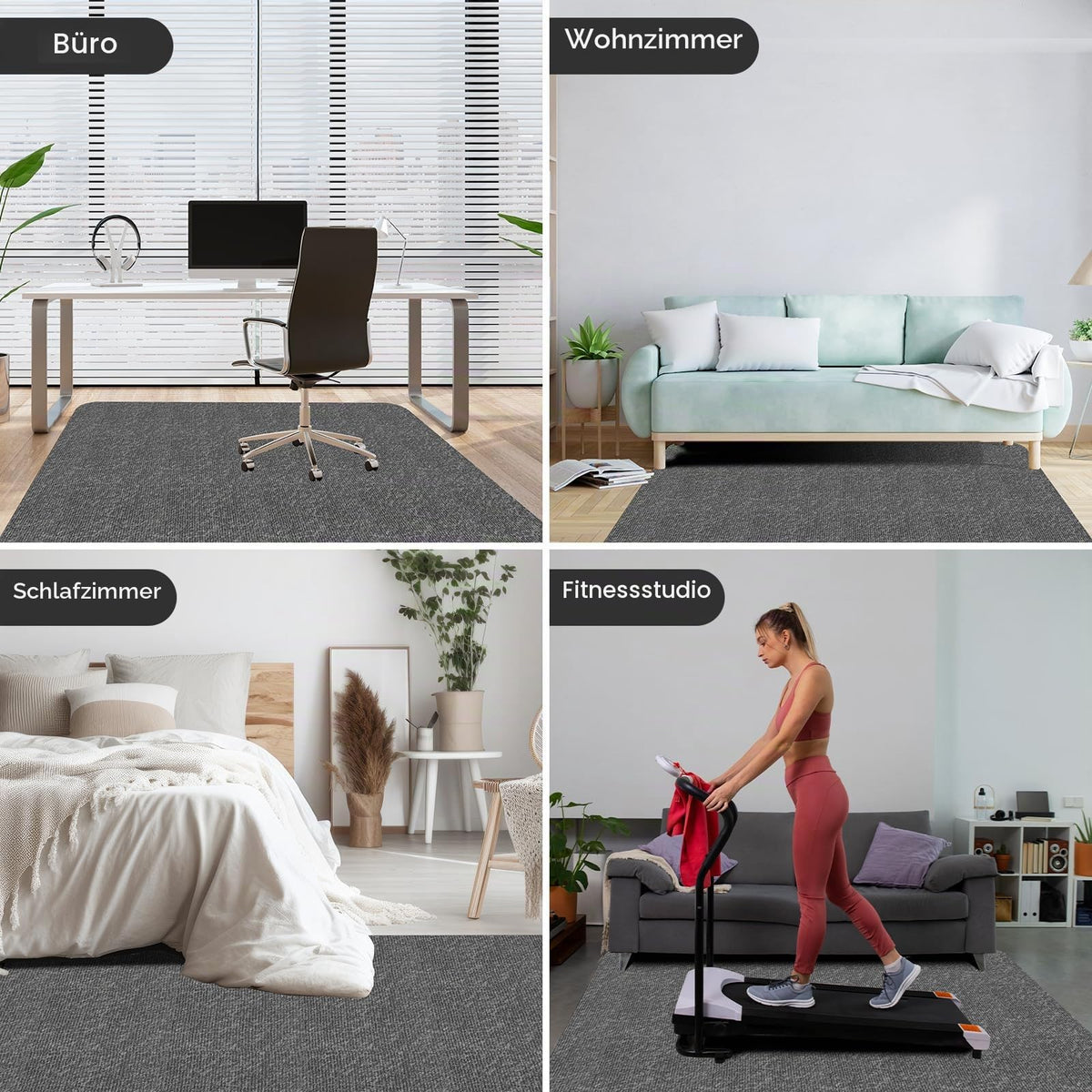 Bürostuhl Bodenschutzmatte 105×120 cm – 5.5 mm dick (Grau)