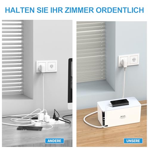 BEVA Kabelbox mit Steckdosenleiste 3680W/16A und 2M Kabel,Weiß