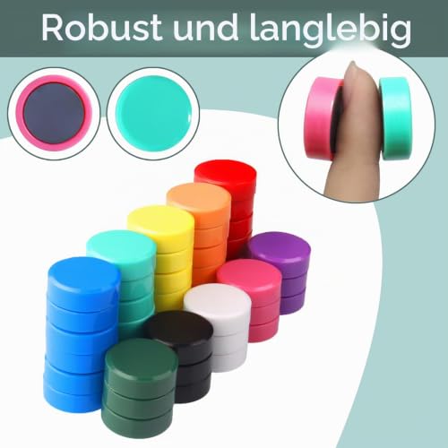 Kühlschrankmagnete, 20 Stück 10 Farben Magnete Stark für Magnettafel, Kühlschrank, Pinnwand - Mini Magnete Klein Whiteboard Magnete Bunt Rund aus Ferritmagnet