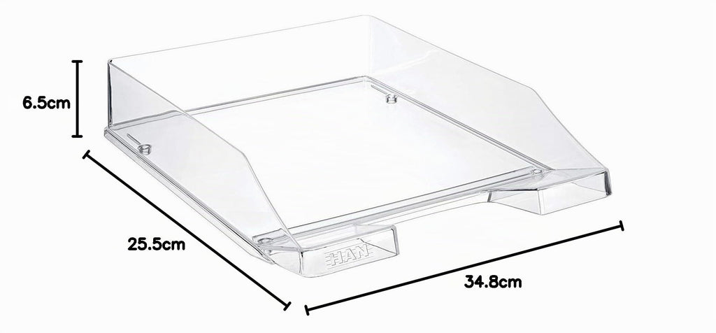HAN Briefablage KLASSIK TRANSPARENT, 1 STÜCK, moderne, transparente und stapelbare Ablage im frischen Design bis Format A4/C4, 1026-X-23, transparent-glasklar