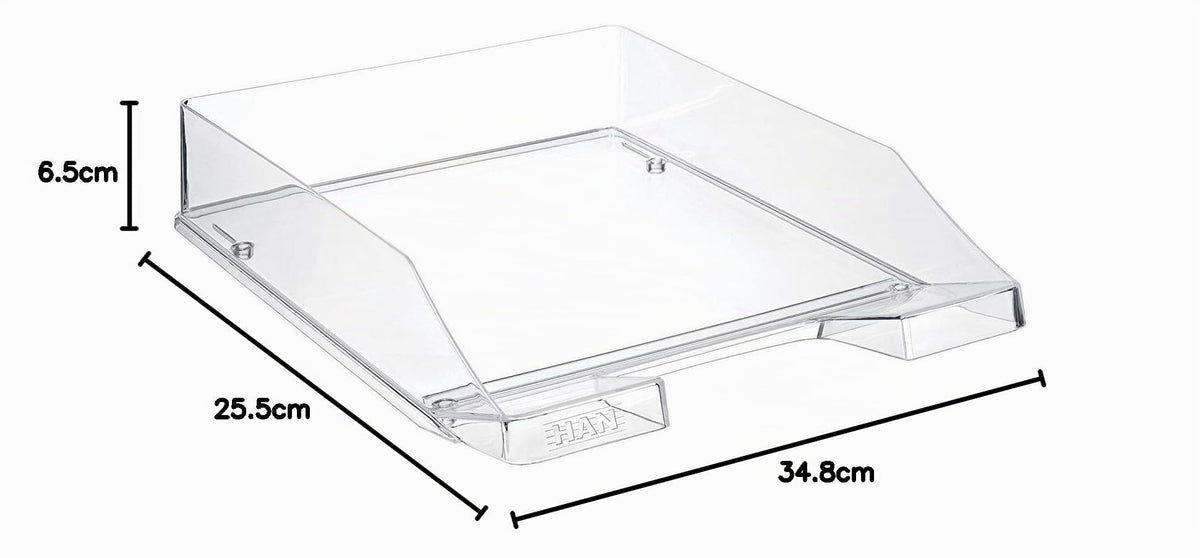 HAN Briefablage KLASSIK TRANSPARENT, 1 STÜCK, moderne, transparente und stapelbare Ablage im frischen Design bis Format A4/C4, 1026-X-23, transparent-glasklar