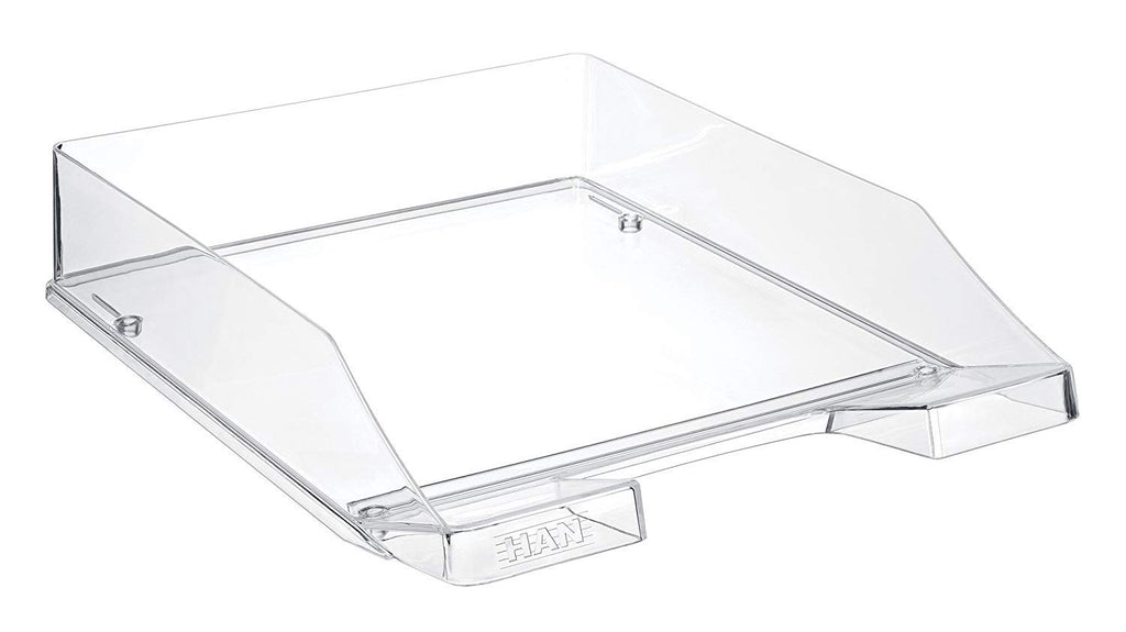 HAN Briefablage KLASSIK TRANSPARENT, 1 STÜCK, moderne, transparente und stapelbare Ablage im frischen Design bis Format A4/C4, 1026-X-23, transparent-glasklar