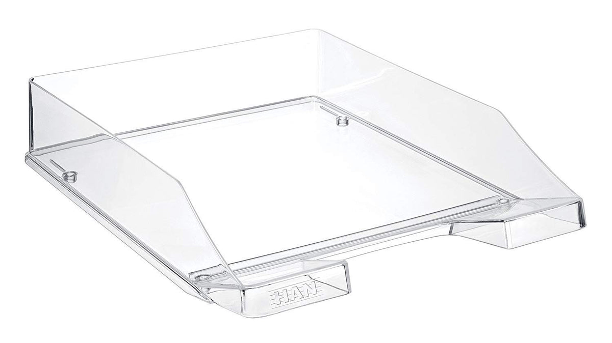 HAN Briefablage KLASSIK TRANSPARENT, 1 STÜCK, moderne, transparente und stapelbare Ablage im frischen Design bis Format A4/C4, 1026-X-23, transparent-glasklar