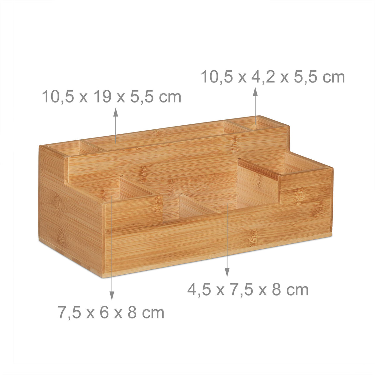 Relaxdays Schreibtisch Organizer, 7 Fächer, Bambus-Organizer, Büro, natur