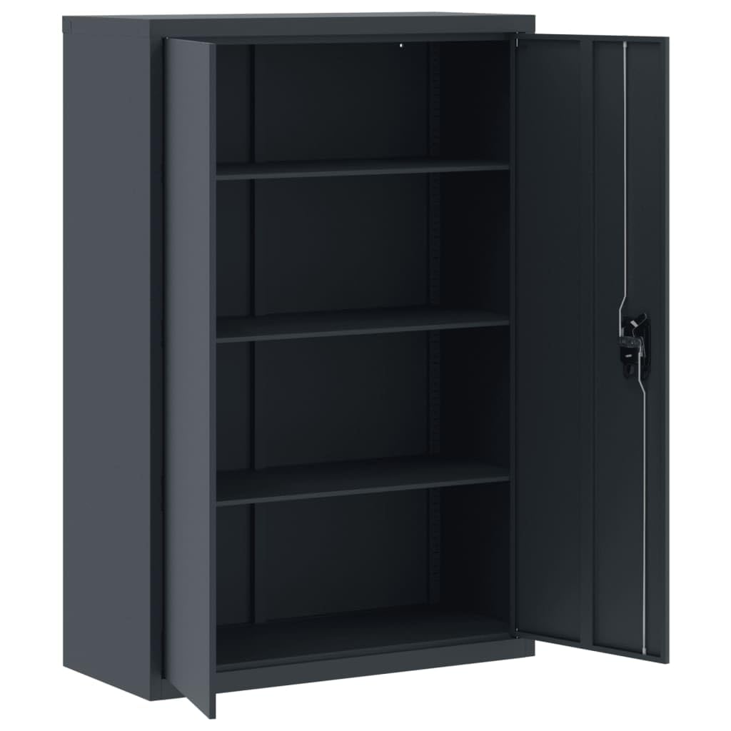 Aktenschrank aus Stahl Anthrazit 90x40x140 cm, Metallschrank mit 3 Regalböden, Abschließbarer Büroschrank für Büro und Archiv, Robuster Metallschrank