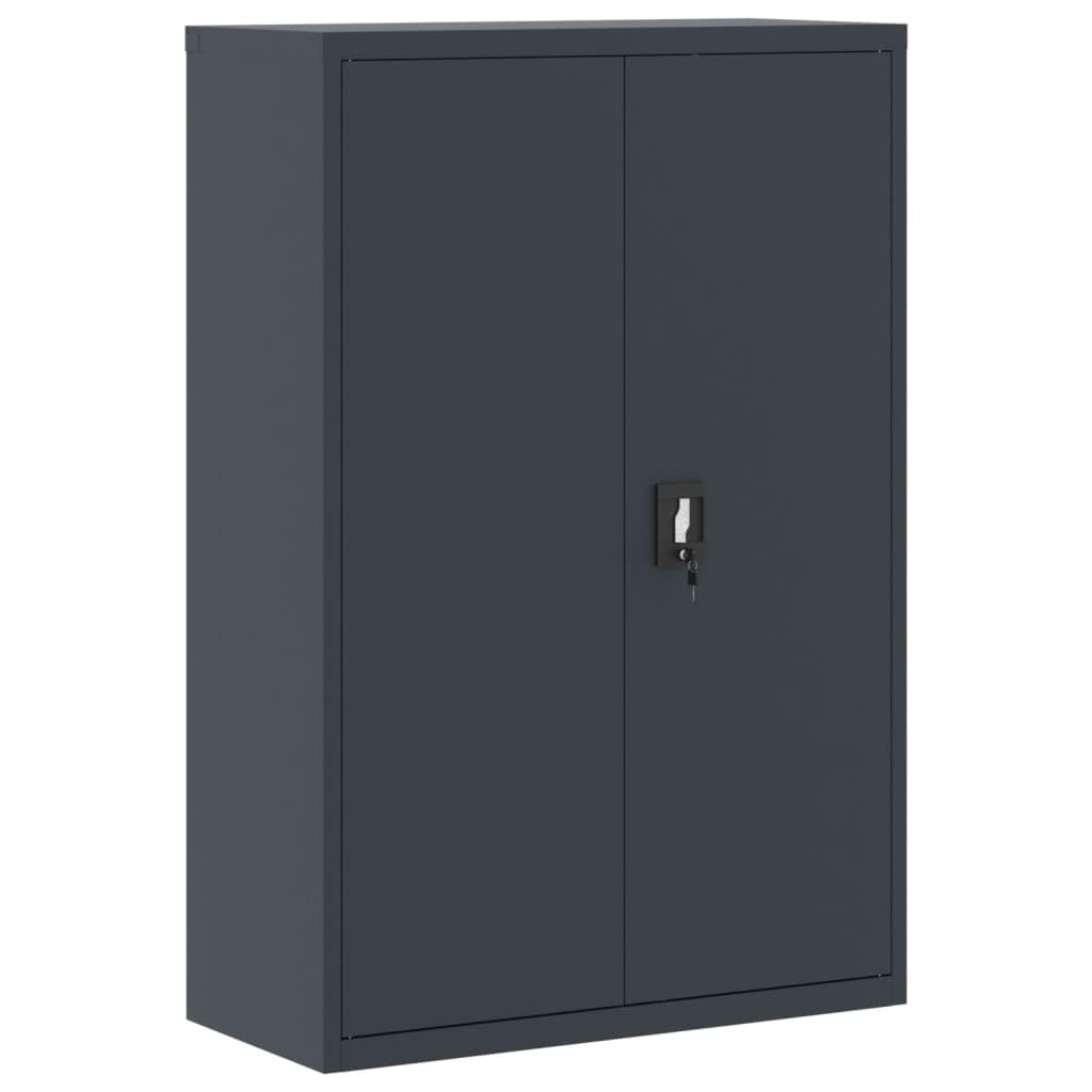 Aktenschrank aus Stahl Anthrazit 90x40x140 cm, Metallschrank mit 3 Regalböden, Abschließbarer Büroschrank für Büro und Archiv, Robuster Metallschrank