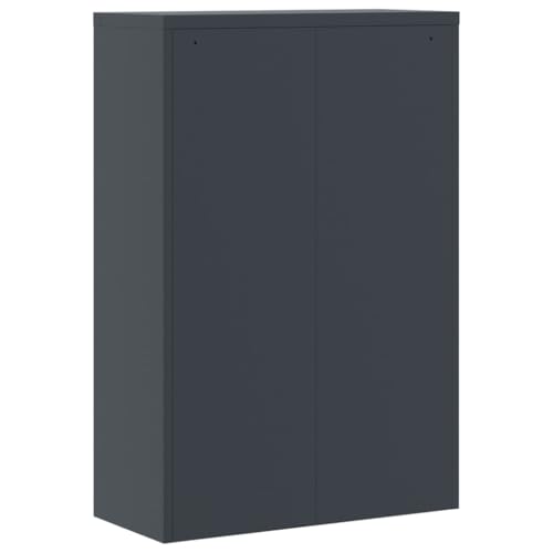 Aktenschrank aus Stahl Anthrazit 90x40x140 cm, Metallschrank mit 3 Regalböden, Abschließbarer Büroschrank für Büro und Archiv, Robuster Metallschrank