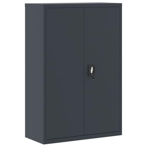 Aktenschrank aus Stahl Anthrazit 90x40x140 cm, Metallschrank mit 3 Regalböden, Abschließbarer Büroschrank für Büro und Archiv, Robuster Metallschrank