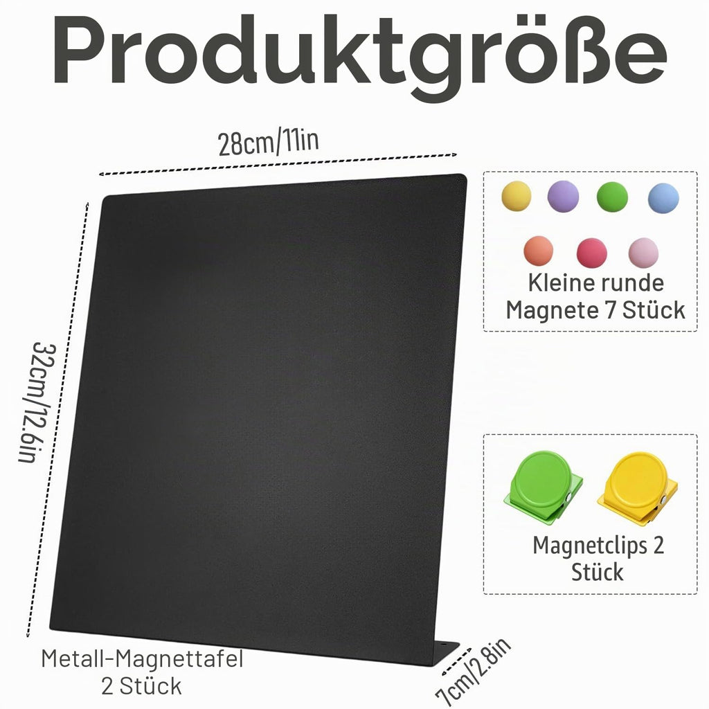 Acidea 2 Stück Magnettafel Mattschwarz, 32 x 28 cm Metall Magnetboard