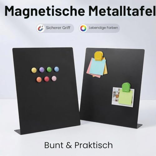 Acidea 2 Stück Magnettafel Mattschwarz, 32 x 28 cm Metall Magnetboard