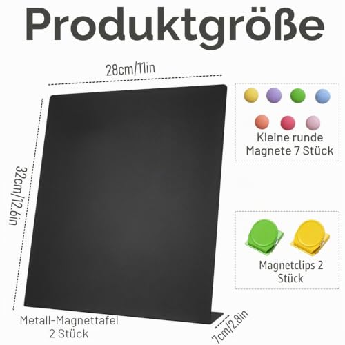 Acidea 2 Stück Magnettafel Mattschwarz, 32 x 28 cm Metall Magnetboard