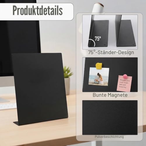 Acidea 2 Stück Magnettafel Mattschwarz, 32 x 28 cm Metall Magnetboard