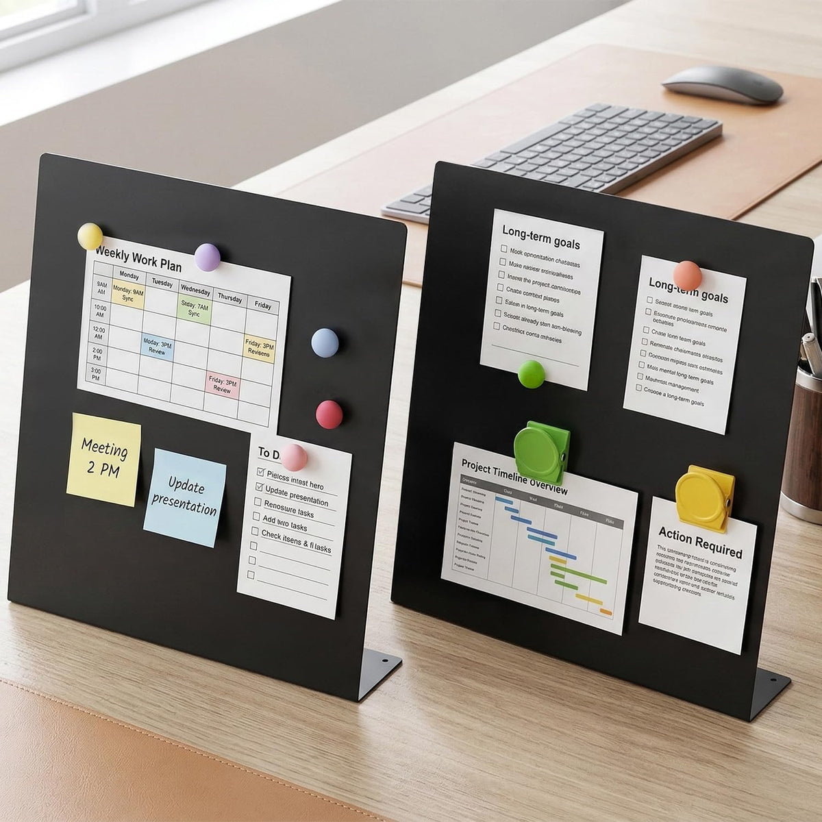 Acidea 2 Stück Magnettafel Mattschwarz, 32 x 28 cm Metall Magnetboard
