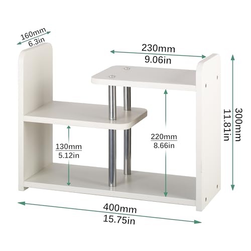 HDANI Holz Schreibtisch Regal Organizer,Bücherregal für Tischplatten,Weiß
