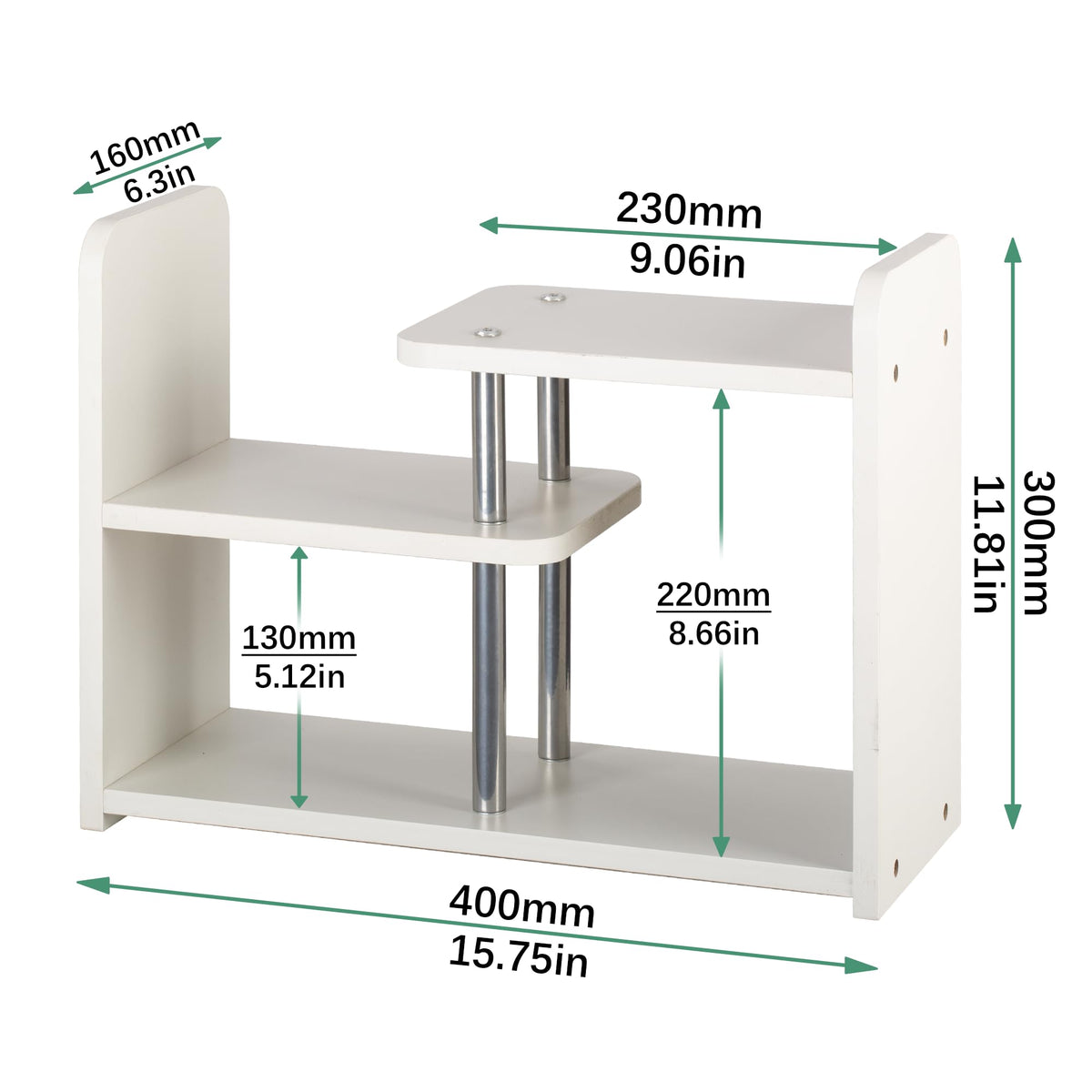 HDANI Holz Schreibtisch Regal Organizer,Bücherregal für Tischplatten,Weiß