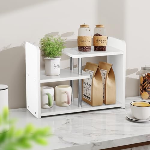 HDANI Holz Schreibtisch Regal Organizer,Bücherregal für Tischplatten,Weiß