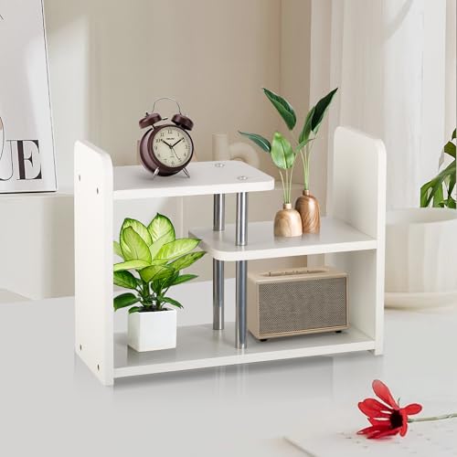HDANI Holz Schreibtisch Regal Organizer,Bücherregal für Tischplatten,Weiß