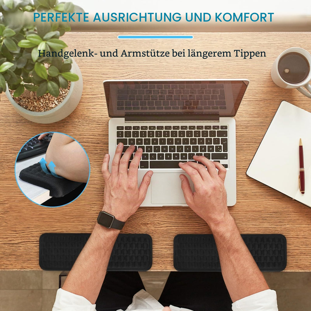 2 Stück L-Förmige Ergonomische Handgelenk Ellenbogenkissen, 30x10cm Memoryfoam Schreibtisch Handballenauflage Unterarm und Handgelenk Komfort Unterstützung für Büro Zuhause