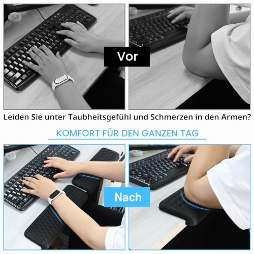 2 Stück L-Förmige Ergonomische Handgelenk Ellenbogenkissen, 30x10cm Memoryfoam Schreibtisch Handballenauflage Unterarm und Handgelenk Komfort Unterstützung für Büro Zuhause