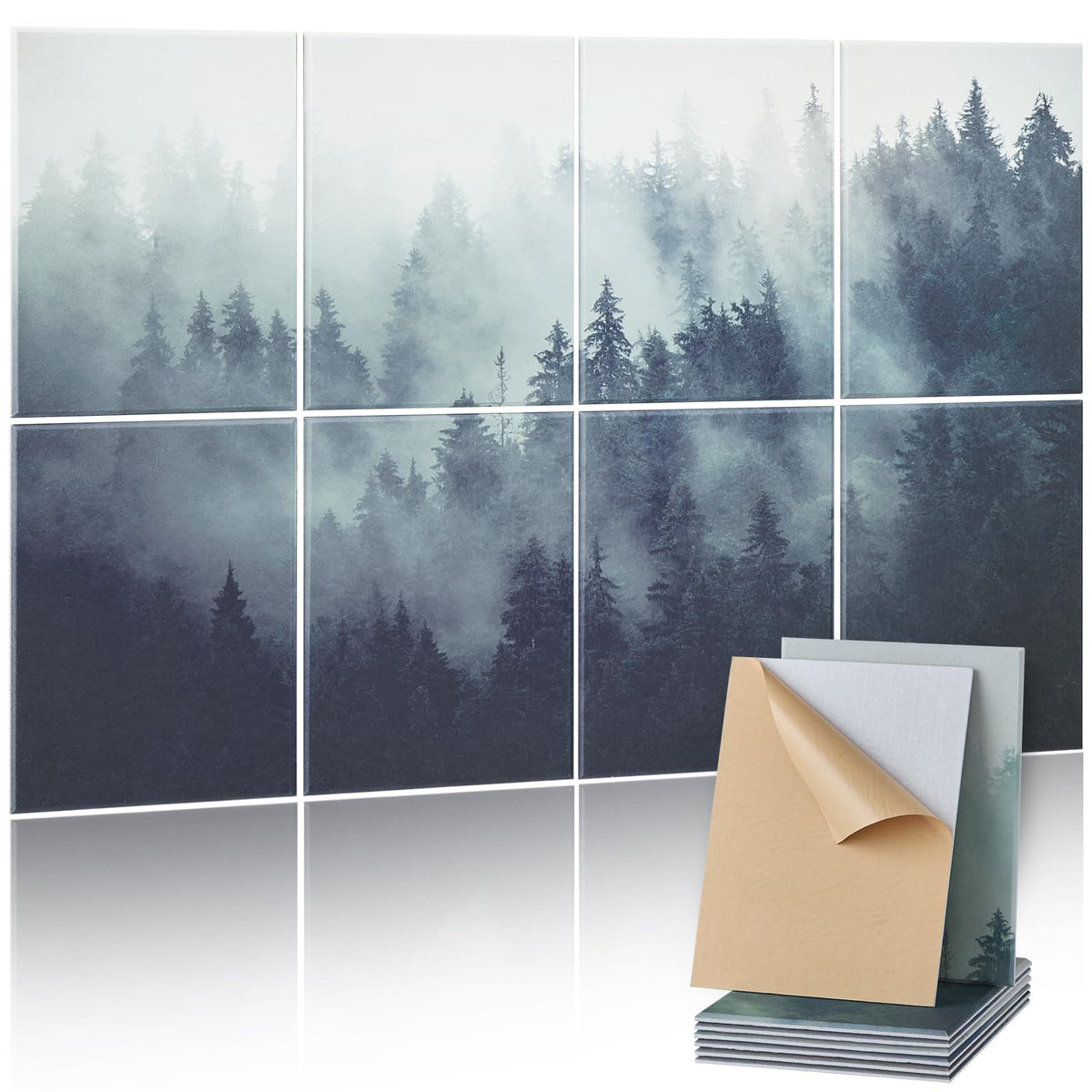 VEVOR 8er-Pack Akustikpaneele, 1200x800x10 mm, Akustik Wandpaneele, selbstklebende, schalldämpfende & absorbierende Platten für Zuhause, Büro, Studio, Spielzimmer, Theater, Wald