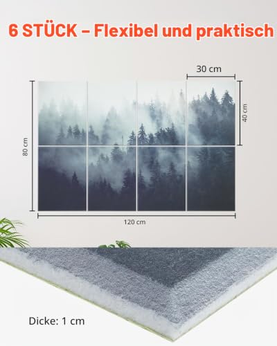 VEVOR 8er-Pack Akustikpaneele, 1200x800x10 mm, Akustik Wandpaneele, selbstklebende, schalldämpfende & absorbierende Platten für Zuhause, Büro, Studio, Spielzimmer, Theater, Wald