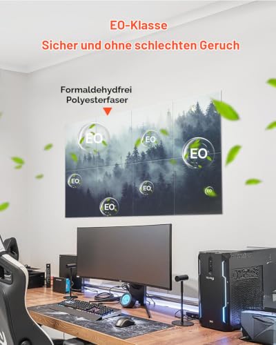VEVOR 8er-Pack Akustikpaneele, 1200x800x10 mm, Akustik Wandpaneele, selbstklebende, schalldämpfende & absorbierende Platten für Zuhause, Büro, Studio, Spielzimmer, Theater, Wald
