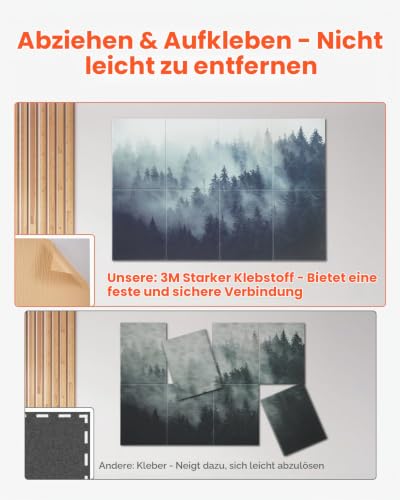 VEVOR 8er-Pack Akustikpaneele, 1200x800x10 mm, Akustik Wandpaneele, selbstklebende, schalldämpfende & absorbierende Platten für Zuhause, Büro, Studio, Spielzimmer, Theater, Wald