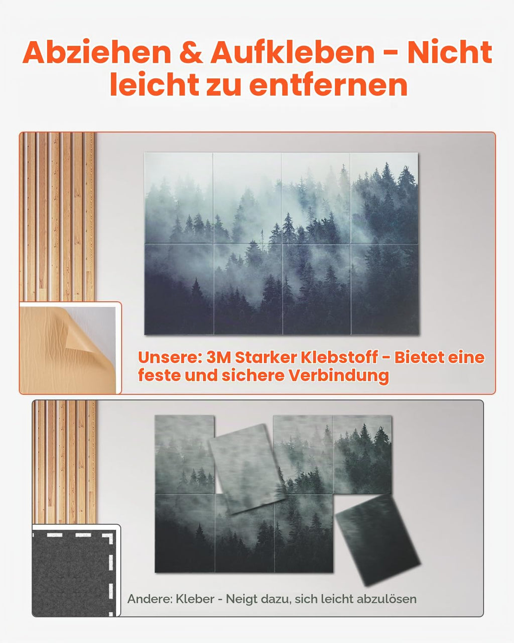 VEVOR 8er-Pack Akustikpaneele, 1200x800x10 mm, Akustik Wandpaneele, selbstklebende, schalldämpfende & absorbierende Platten für Zuhause, Büro, Studio, Spielzimmer, Theater, Wald