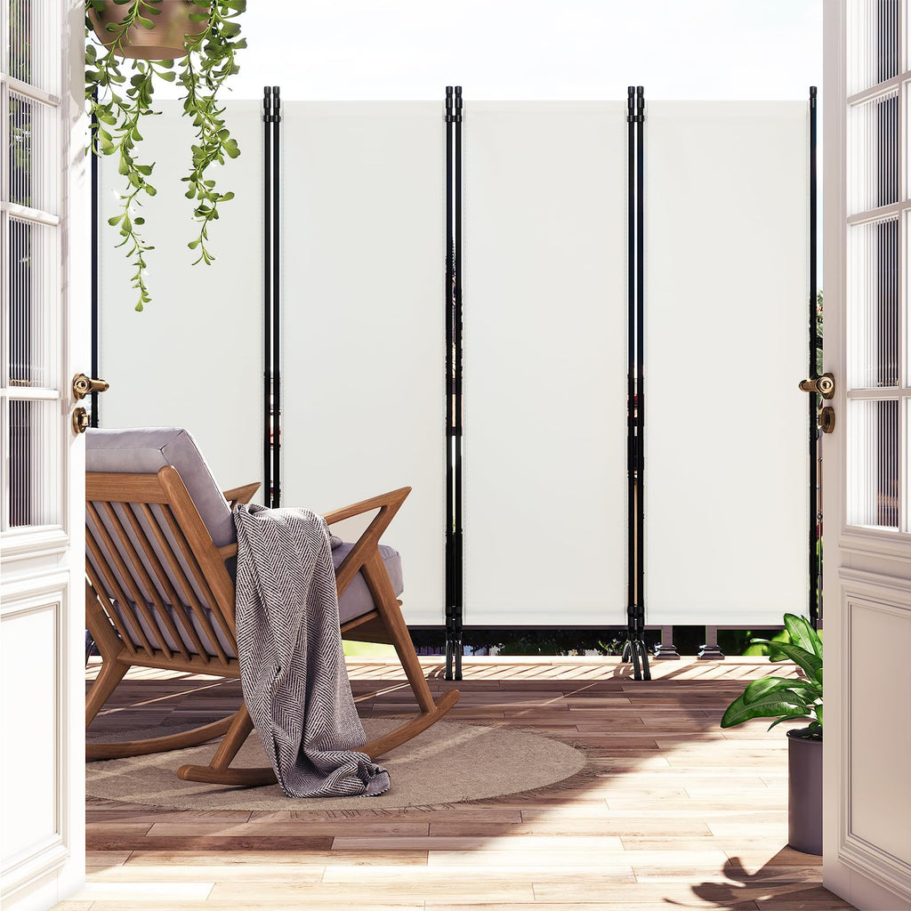 WOLTU Paravent Raumteiler 4 Teilig Freistehend Creme 224x182 cm