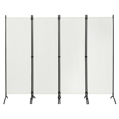WOLTU Paravent Raumteiler 4 Teilig Freistehend Creme 224x182 cm