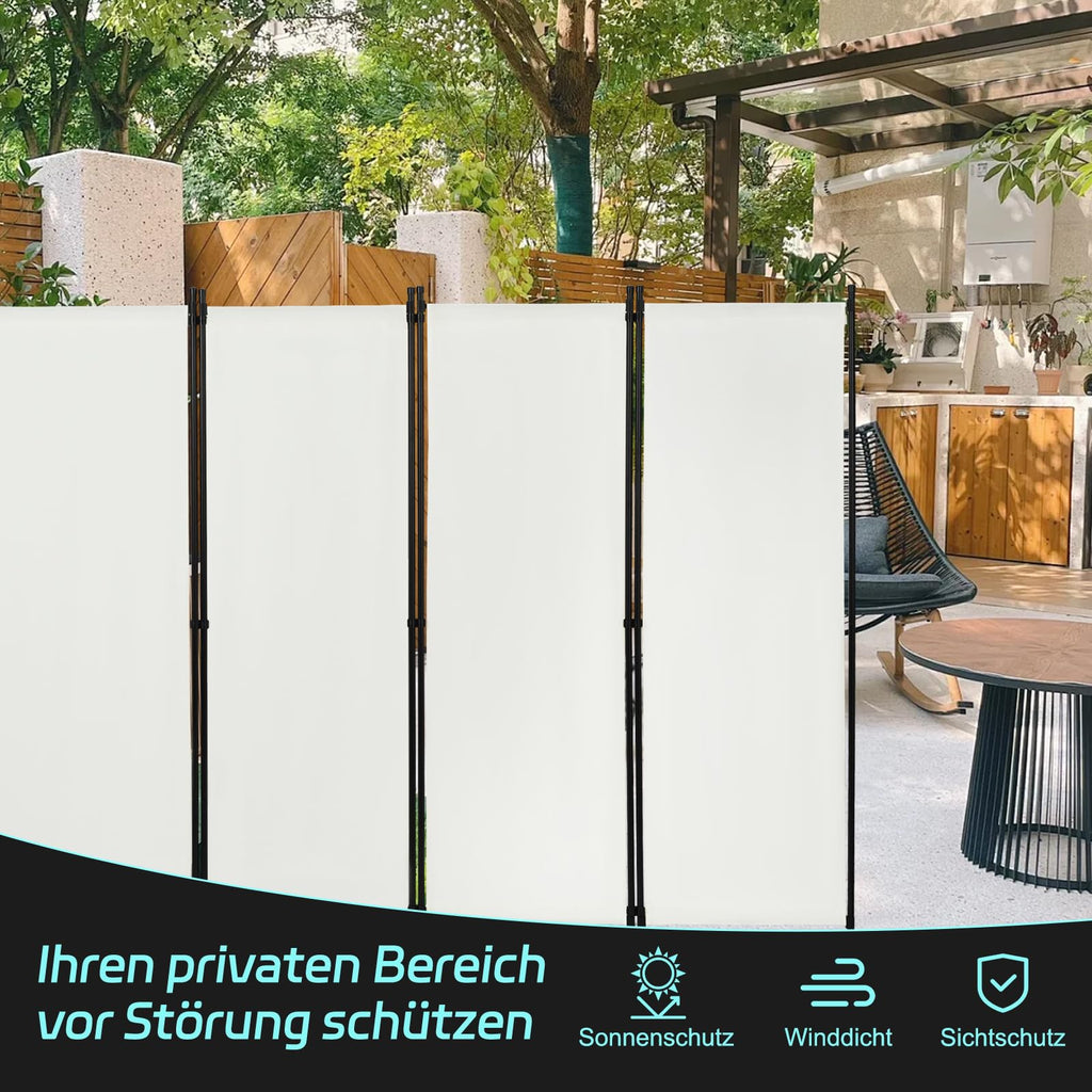 WOLTU Paravent Raumteiler 4 Teilig Freistehend Creme 224x182 cm