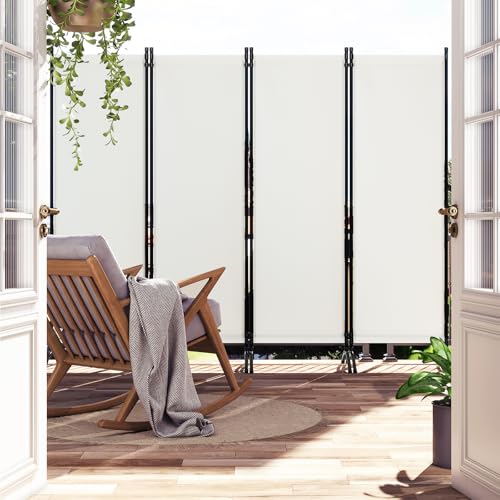 WOLTU Paravent Raumteiler 4 Teilig Freistehend Creme 224x182 cm