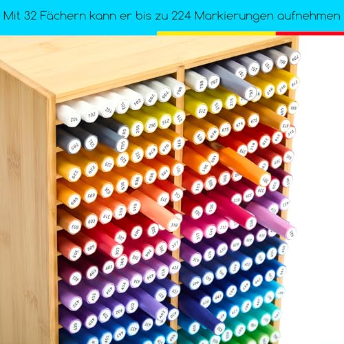 MEEDEN Bambus Marker Stifte Organizer：Stiftehalter für 224 Markerstifte
