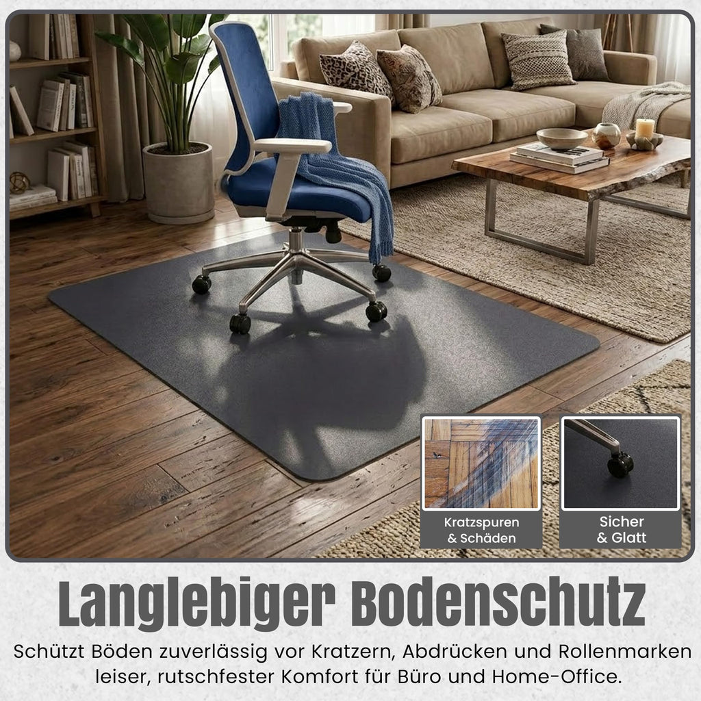 LP Projekt Bodenschutzmatte 90x120cm – rutschfeste und strapazierfähige Bürostuhlmatte für Hartböden und Teppich | Grau Bodenschutzmatte für Zuhause & Büro | Erhältlich in verschiedenen Größen