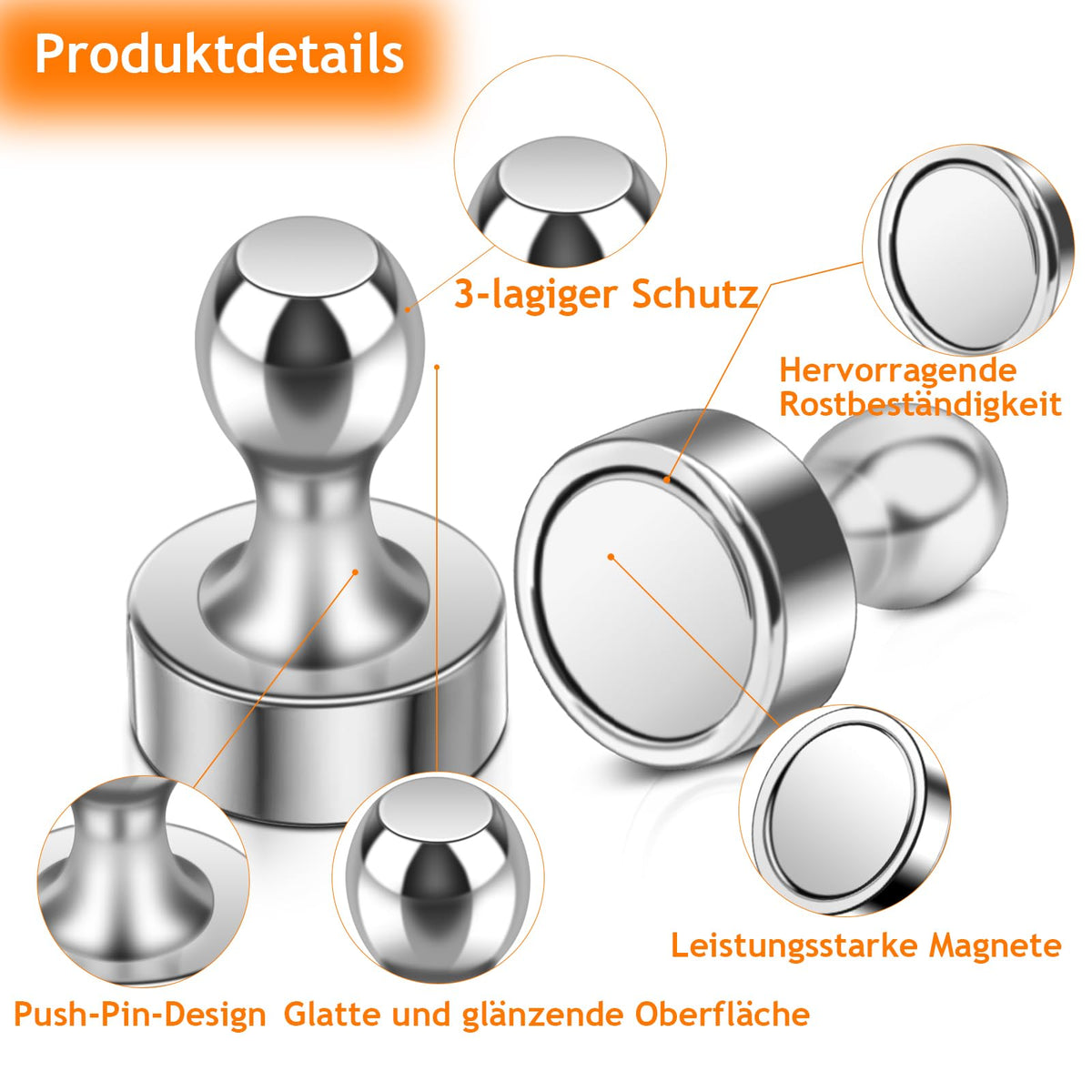Starke Magnete, 18 Stück Neodym Magnete Extra Stark, Mini Magnet für Magnettafel, Kleine Magnet für Whiteboard, Kühlschrank Kegelmagnete Kleine Kühlschrankmagnete für Pinnwand Büro