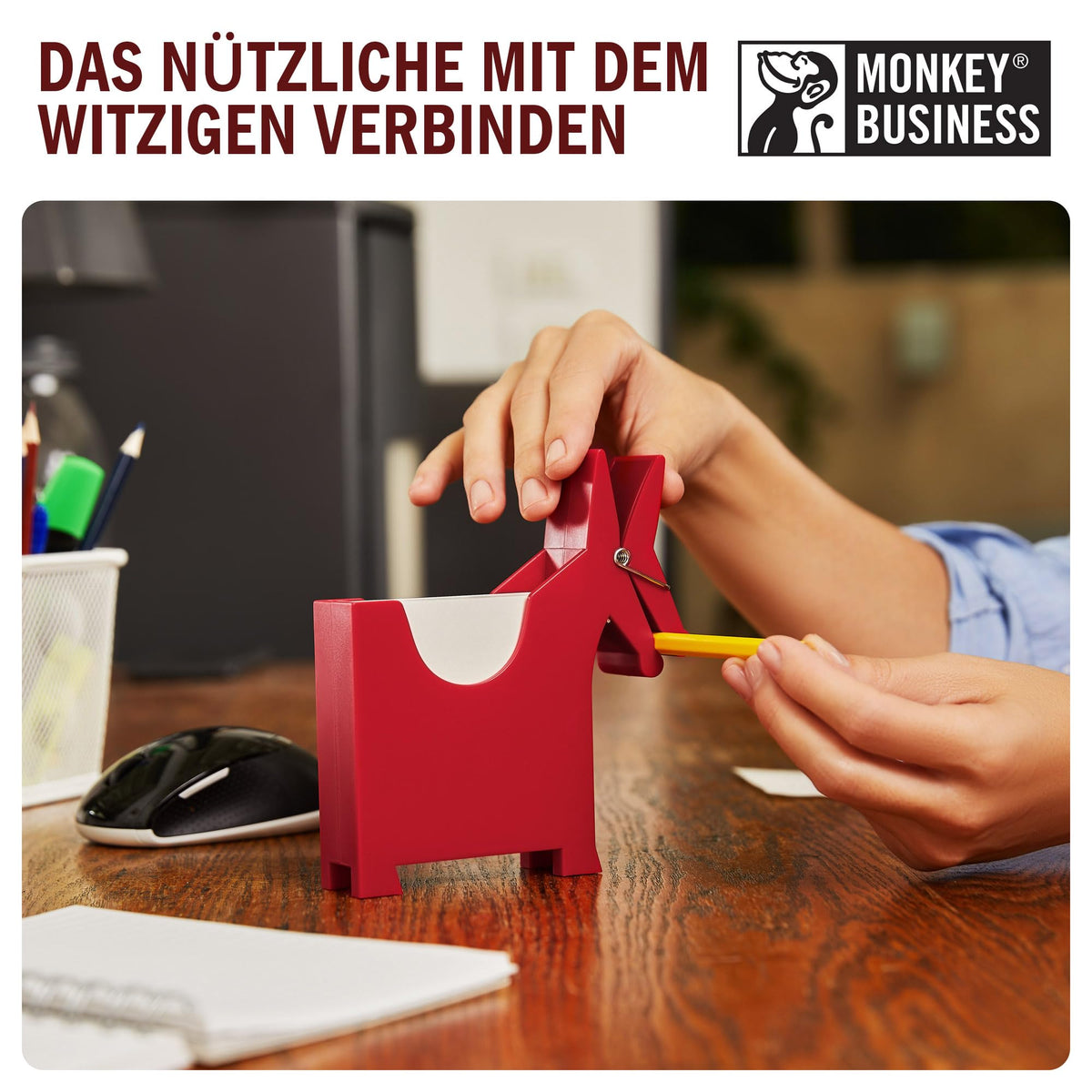 Morris der Esel: Schreibtisch-Memohalter | Niedliches Schreibtischzubehör & Bürobedarf | Schreibtischdekoration | Schreibtischbedarf: Halter & Spender | Haftnotiz-Halter | von Monkey Business