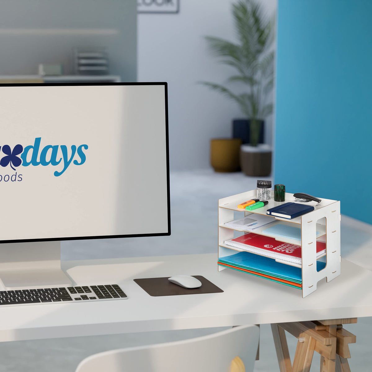 Relaxdays Briefablage, Büro Organizer aus MDF, A4 Papier, 3 Fächer, weiß