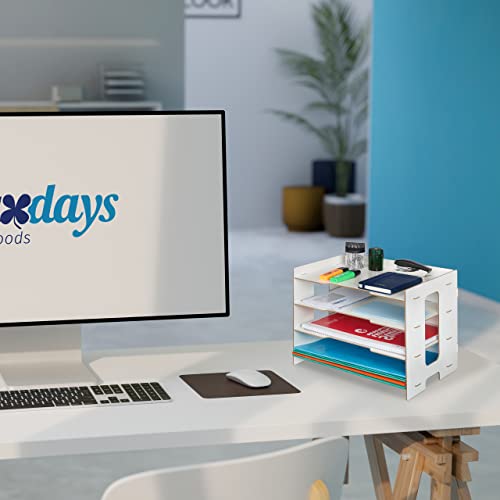 Relaxdays Briefablage, Büro Organizer aus MDF, A4 Papier, 3 Fächer, weiß