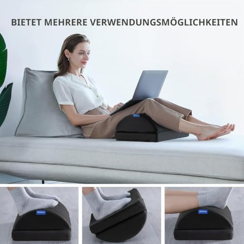 HUANUO Verstellbare Fußstütze mit 2 optionalen Fußkissen, Rutschfeste Fußablage für Büro, Zuhause, Reise