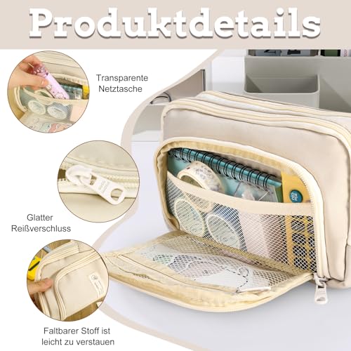 Großkapazität Federmäppchen Aus Oxford Gewebe Beige