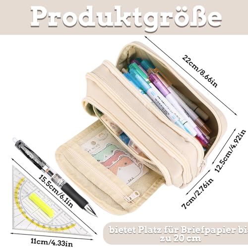 Großkapazität Federmäppchen Aus Oxford Gewebe Beige