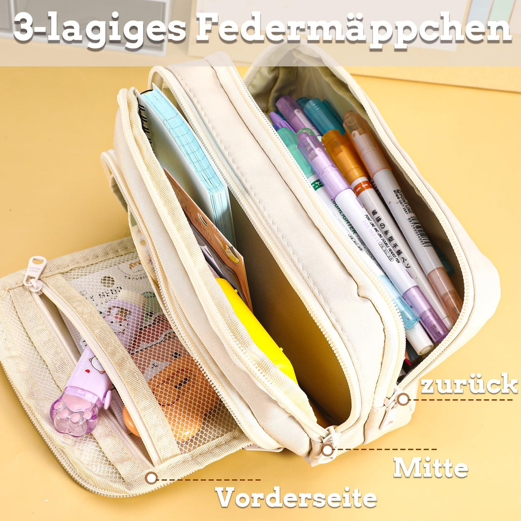 Großkapazität Federmäppchen Aus Oxford Gewebe Beige
