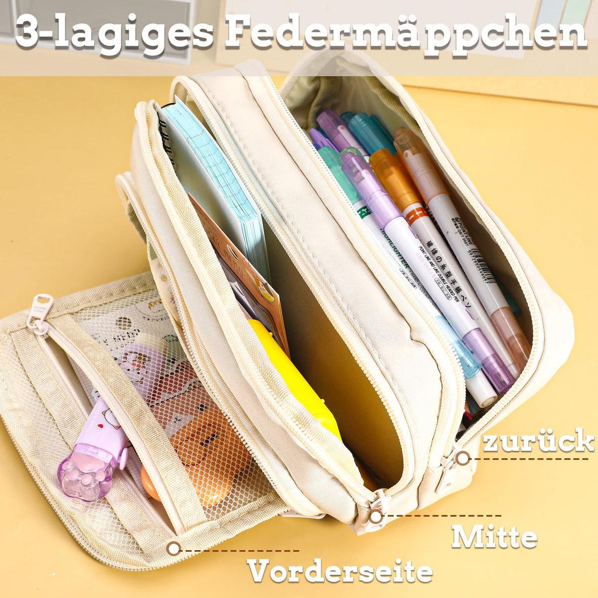 Großkapazität Federmäppchen Aus Oxford Gewebe Beige
