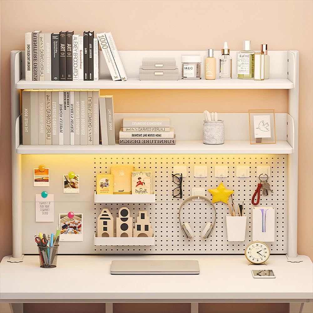 NUODWELL Schreibtisch-Organizer zum Anklemmen, verstellbares Bücherregal für die Arbeitsplatte, Computer-Desktop-Bücherregal mit Aufbewahrungsregalen und Stecktafel für Büro-Sichtschutz und