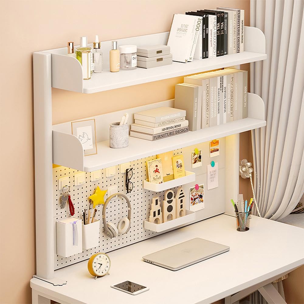NUODWELL Schreibtisch-Organizer zum Anklemmen, verstellbares Bücherregal für die Arbeitsplatte, Computer-Desktop-Bücherregal mit Aufbewahrungsregalen und Stecktafel für Büro-Sichtschutz und